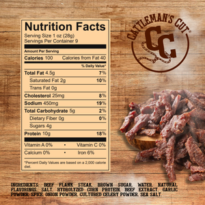 Cattleman's Cut Steak Strips Beef Jerky, 9 Ounce