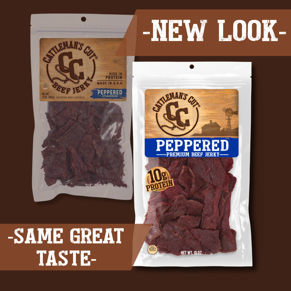 Cattleman's Cut Peppered Beef Jerky, 10 Ounce, 3 Pack