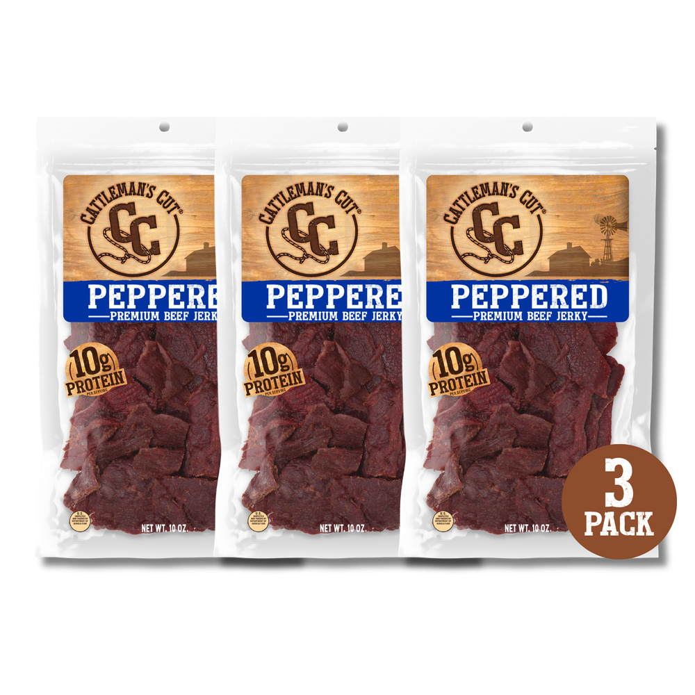 Cattleman's Cut Peppered Beef Jerky, 10 Ounce, 3 Pack
