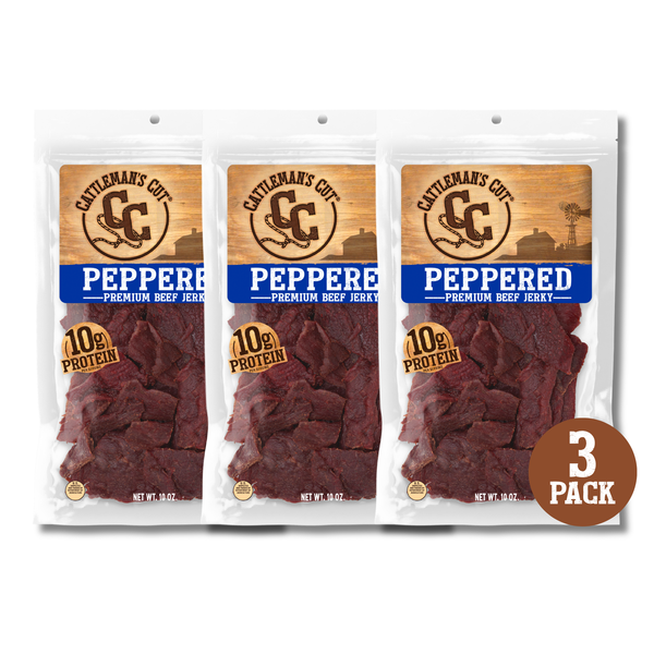 Cattleman's Cut Peppered Beef Jerky, 10 Ounce, 3 Pack