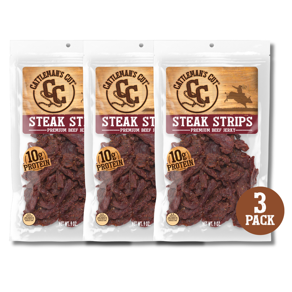 Cattleman's Cut Steak Strips Beef Jerky, 9 Ounce, 3 Pack
