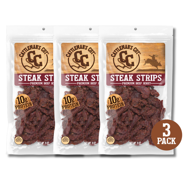 Cattleman's Cut Steak Strips Beef Jerky, 9 Ounce, 3 Pack